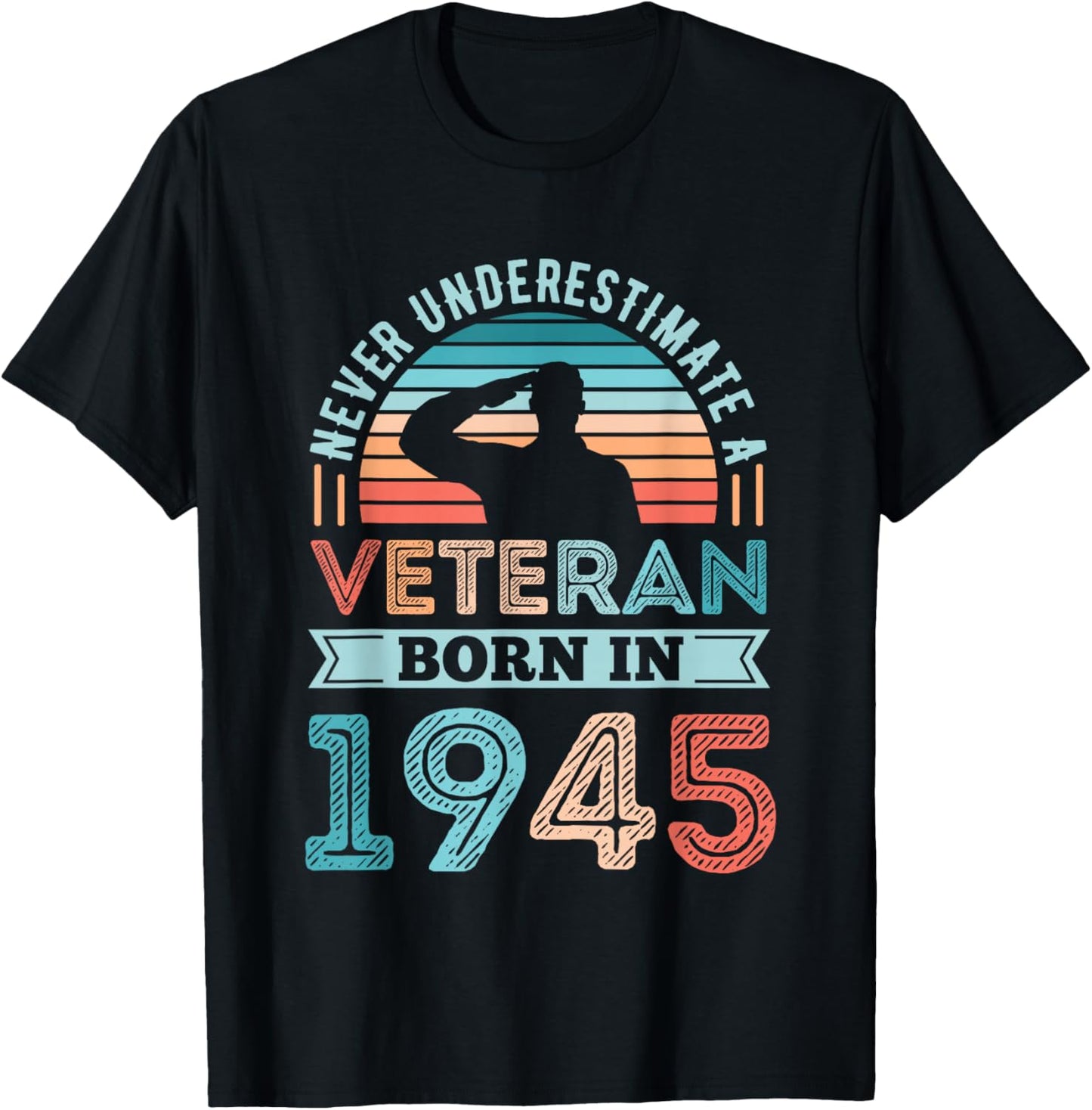 Veteran born in 1945 80th Birthday Military Gifts T-Shirt - T-Shirt | Black