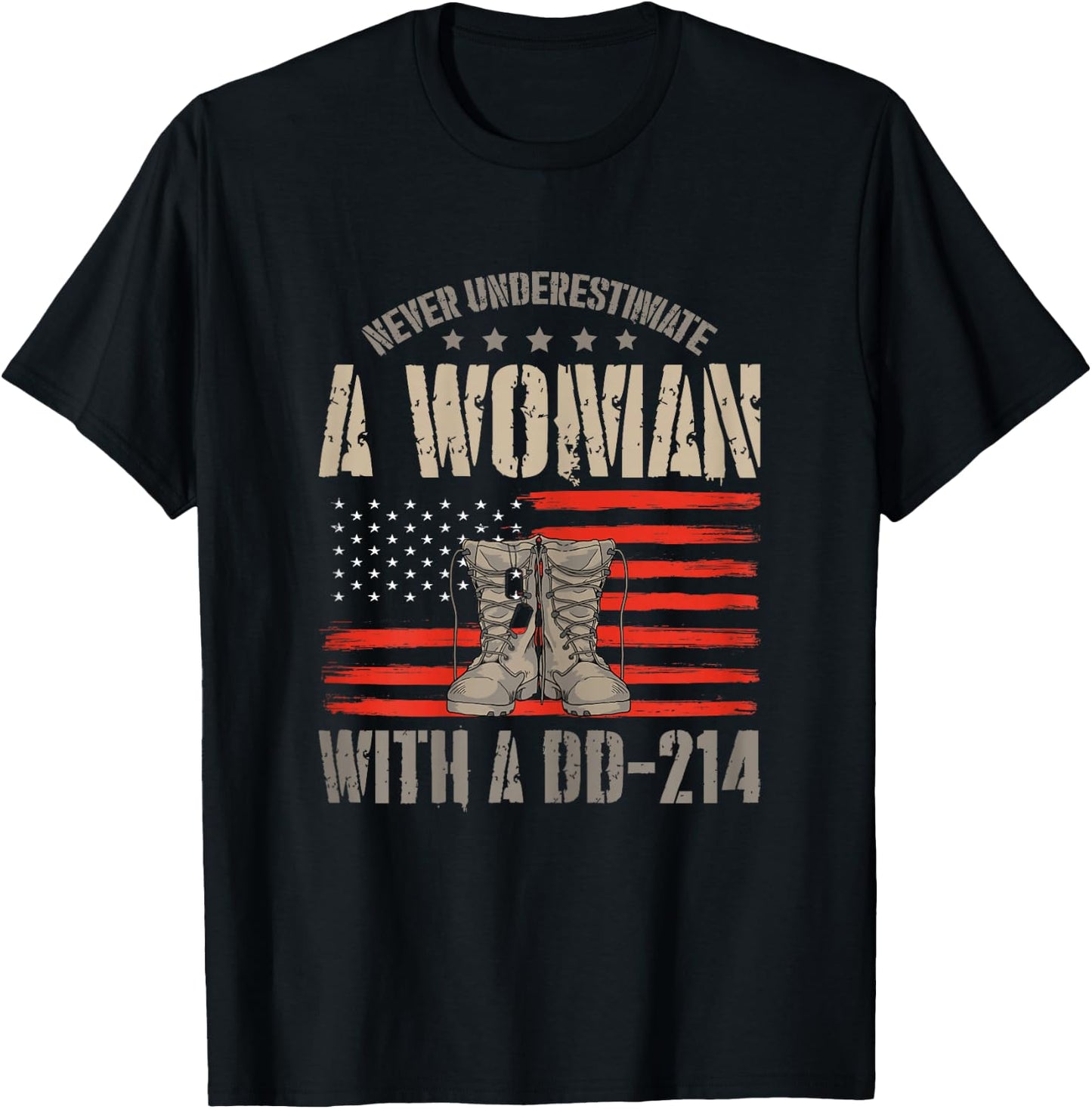 Veteran's Day A Woman with A Dd-214 Female Veteran T-Shirt - T-Shirt | Black