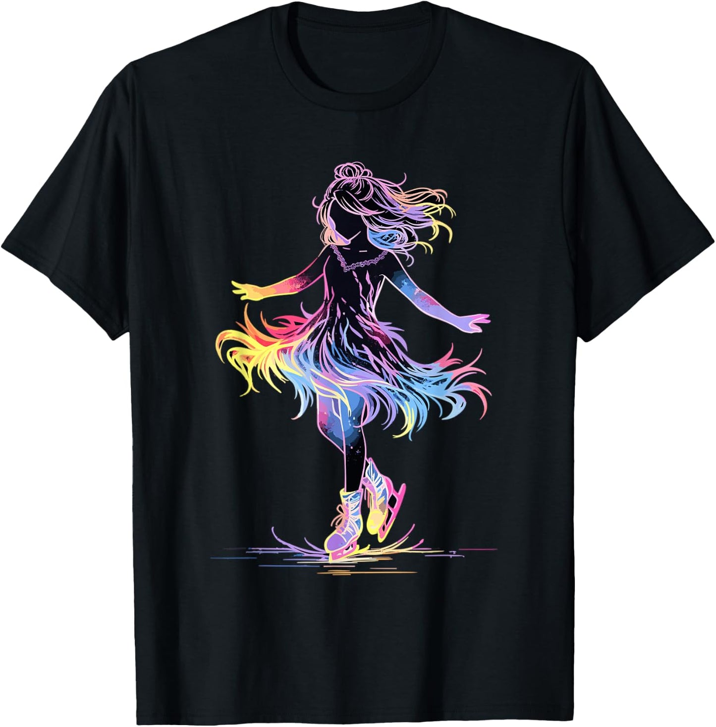 Cute Ice Skating Skater Figure Skating For Girls T-Shirt - T-Shirt | Black
