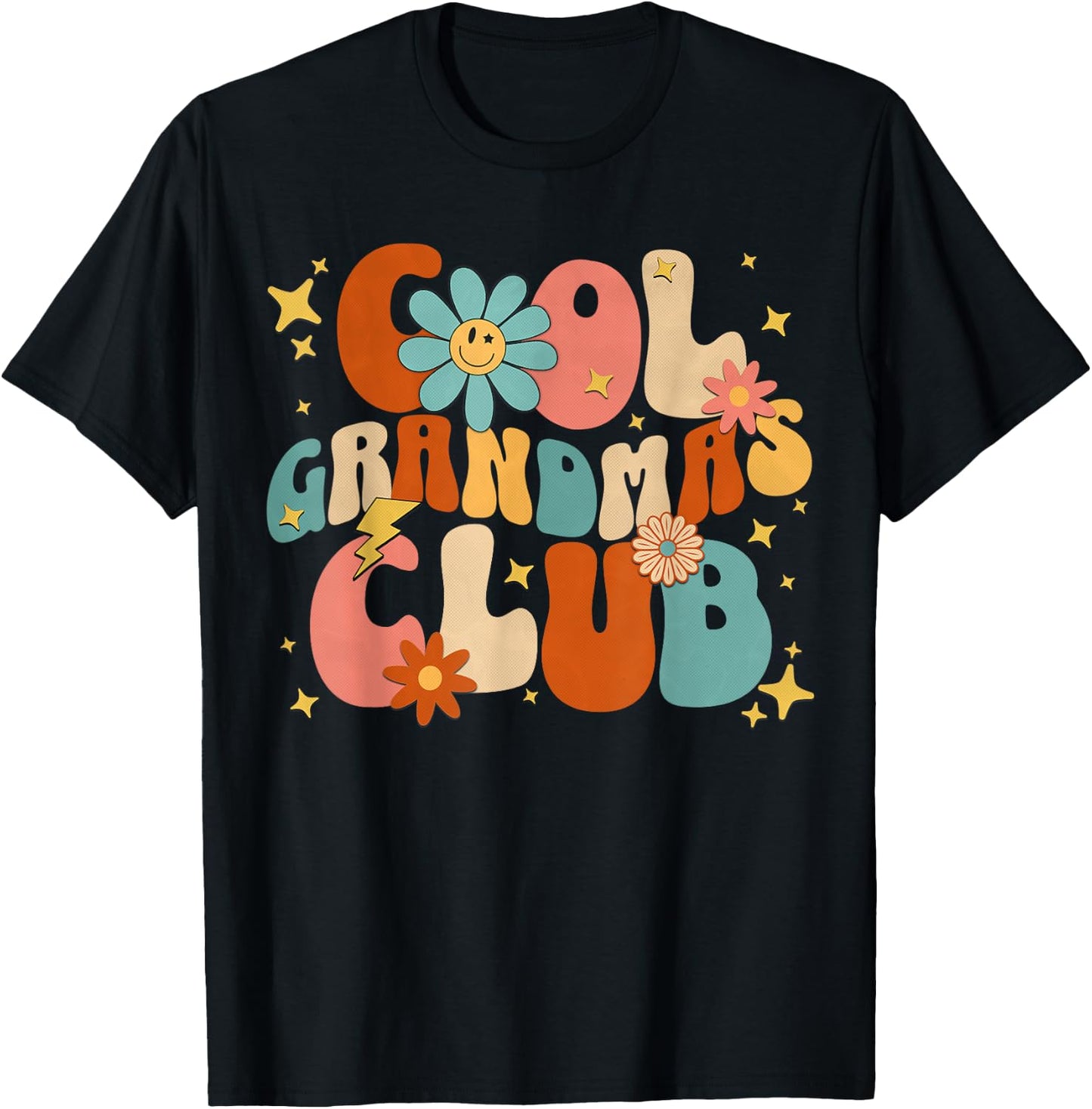 Cool Grandmas Club Groovy Retro Funny New Grandma 2024 2025 T-Shirt - T-Shirt | Black
