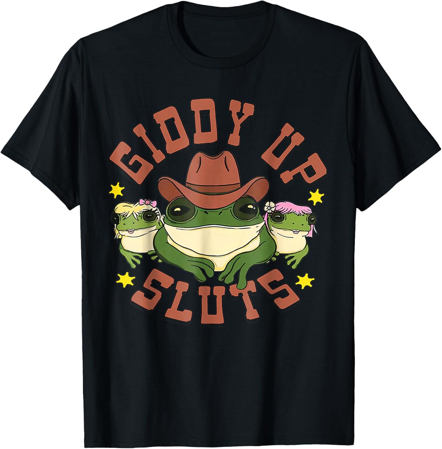 Giddy Up Funny Frogs Funny Western Country T-Shirt - T-Shirt | Black