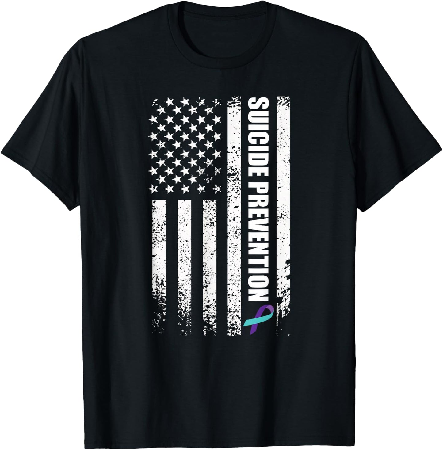Suicide prevention awareness prevent suicide us flag T-Shirt - T-Shirt | Black