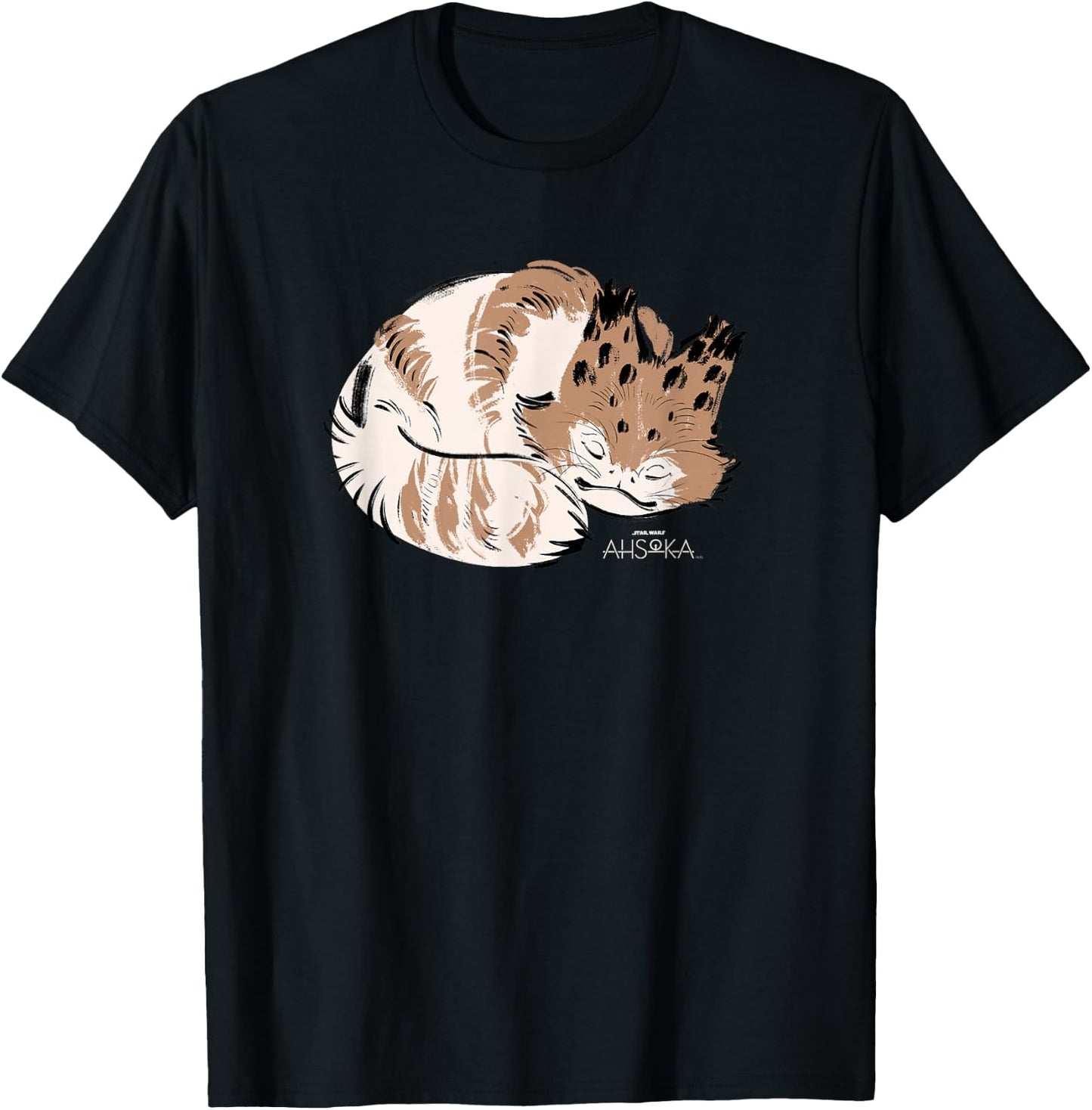Star Wars Ahsoka Sabine Wren’s Sleeping Loth-Cat Sumi-e T-Shirt - T-Shirt | Black