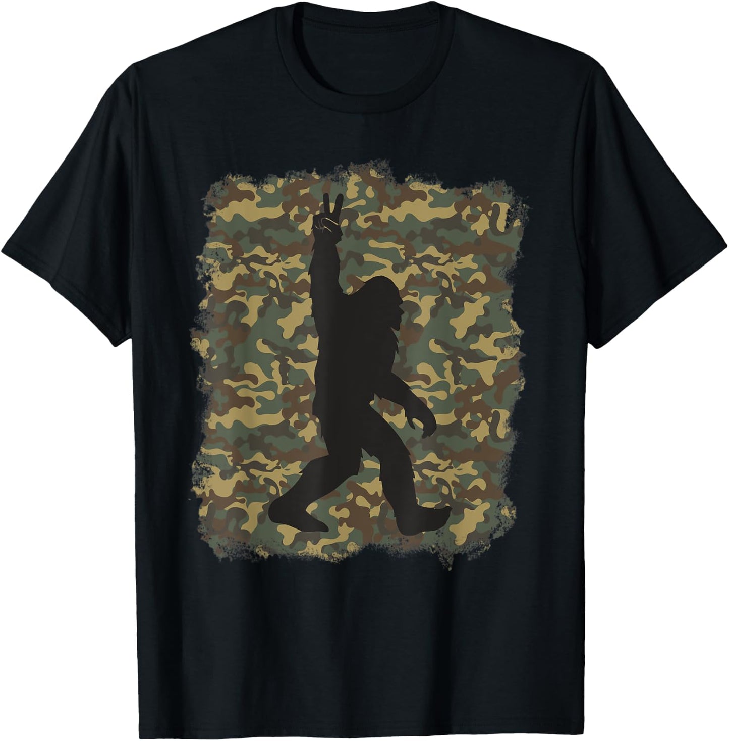 Bigfoot Sasquatch Peace Big Foot Squatch Army Camouflage Men T-Shirt - T-Shirt | Black