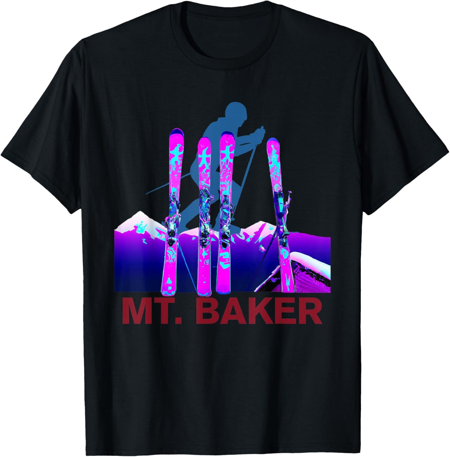 Mt. Baker Skiing & Snowboarding Retro 90s Mt. Baker Ski T-Shirt - T-Shirt | Black