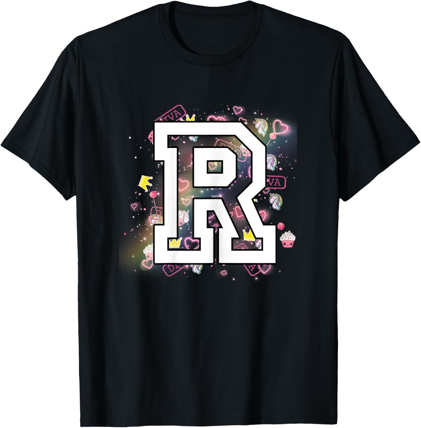 Kids Letter R Clothing For a Girl Who's Name Starts With R T-Shirt - T-Shirt | Black