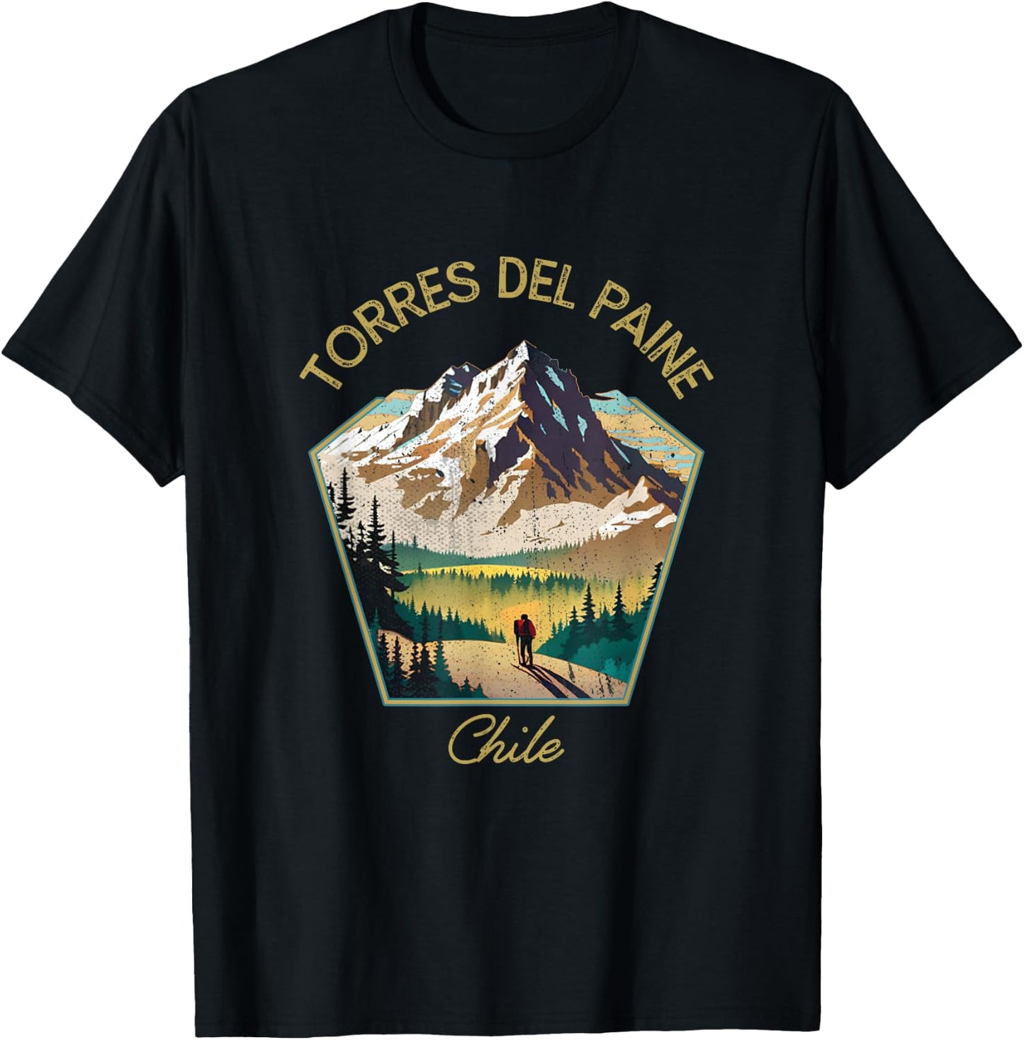 Torres Del Paine Retro Clothing - Torres Del Paine Souvenir T-Shirt - T-Shirt | Black