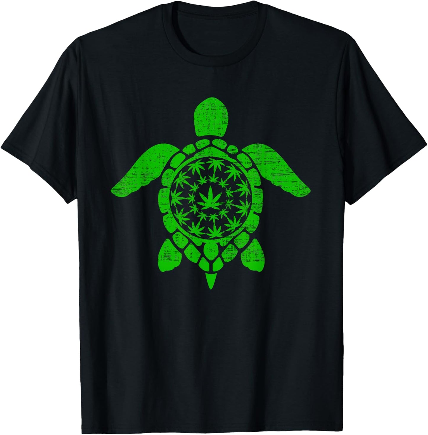Sea Turtle Cannabis Marijuana Weed Leaf T-Shirt - T-Shirt | Black