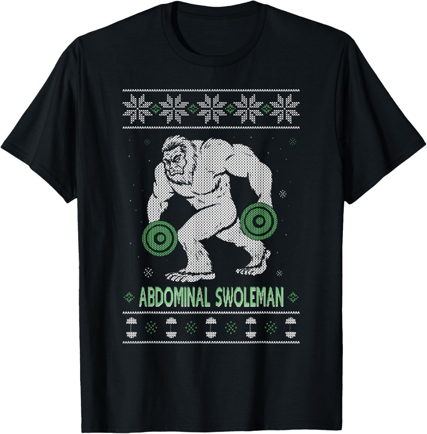 Abdominal Swoleman Christmas Gym Weightlifter T-Shirt - T-Shirt | Black