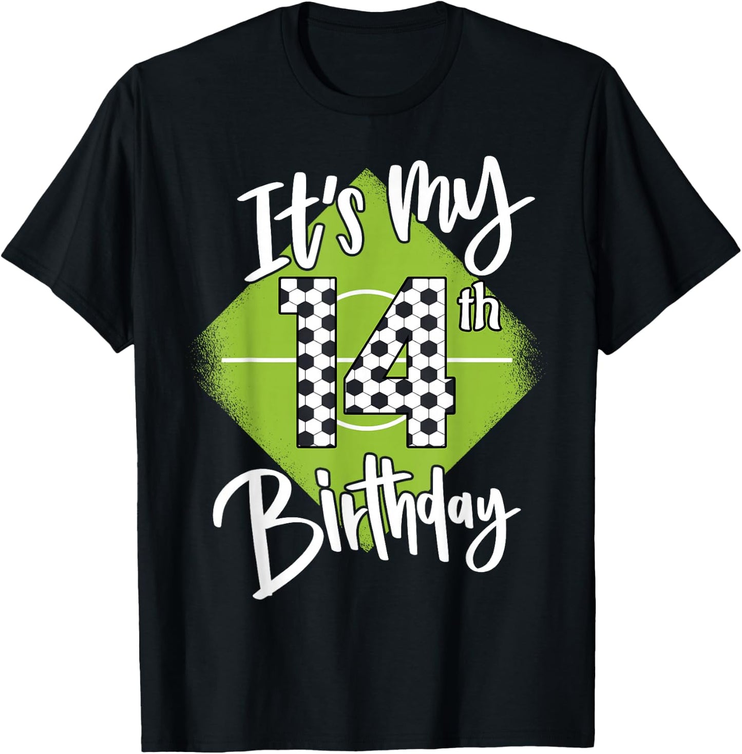 Soccer Birthday 14 Years Boys Football It's My 14th Birthday T-Shirt - T-Shirt | Black