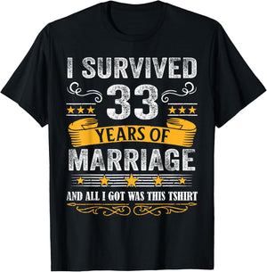 33rd Wedding Anniversary shirt Couples Husband Wife 33 Years T-Shirt - T-Shirt | Black