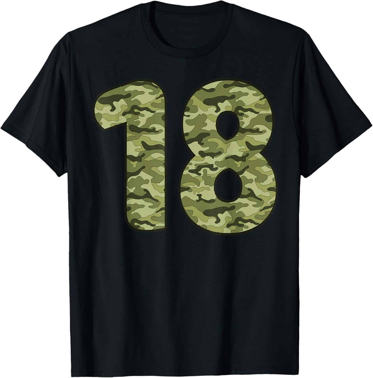 18 Year Old Birthday Camouflage Military 18th Birthday T-Shirt - T-Shirt | Black
