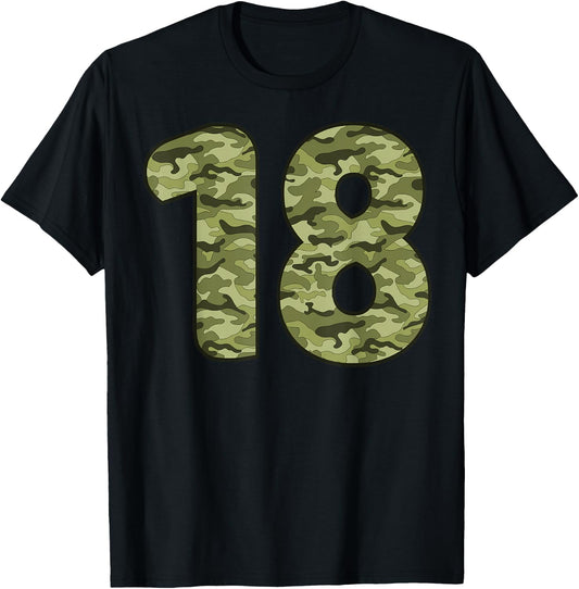 18 Year Old Birthday Camouflage Military 18th Birthday T-Shirt - T-Shirt | Black