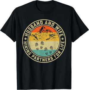 Husband And Wife Hiking Partners For Life Traveling Sweet T-Shirt - T-Shirt | Black