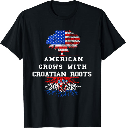 DNA Tree America USA Croatian Flag Croatian Pride Croatia T-Shirt - T-Shirt | Black