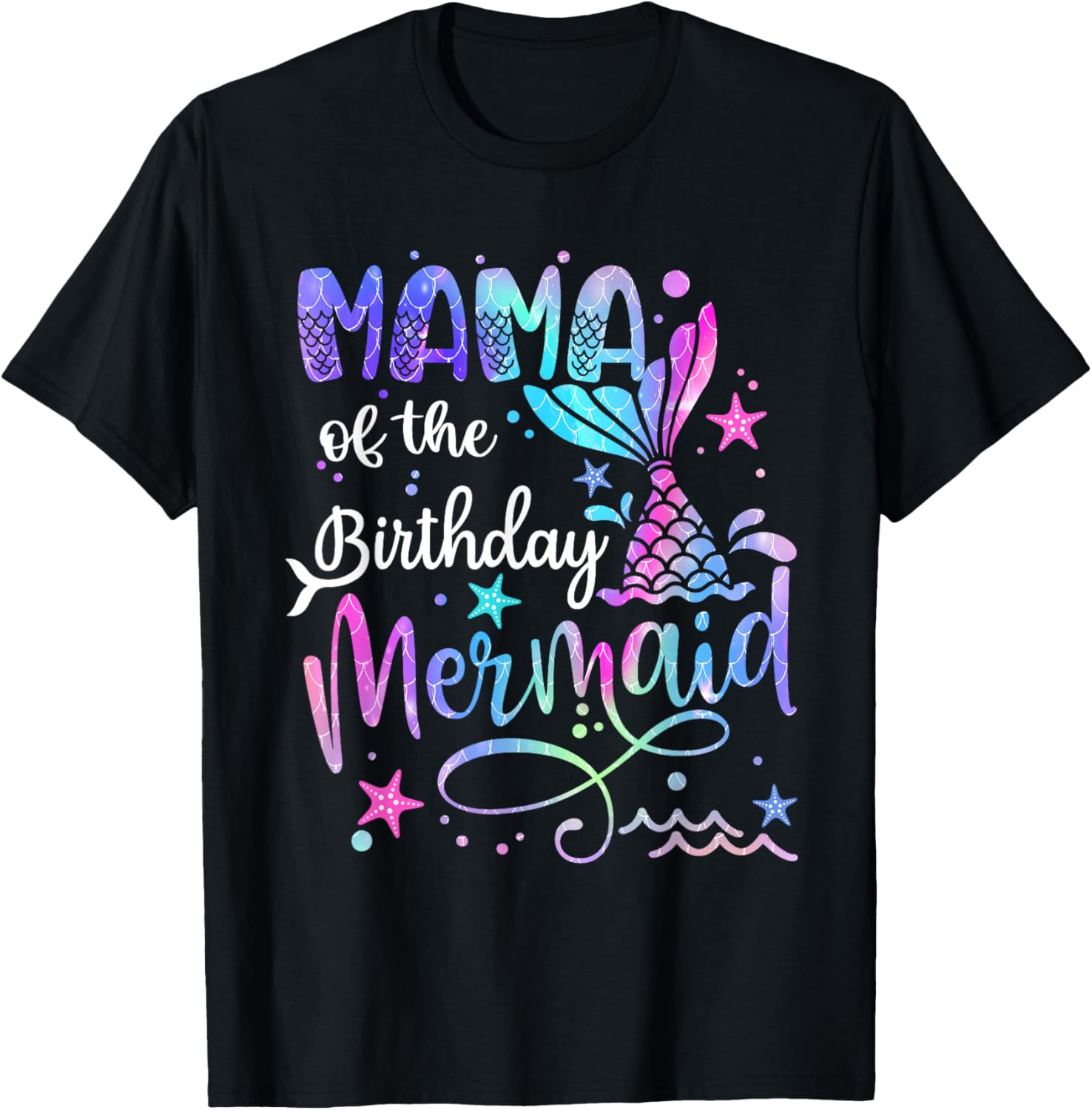 Mama Of The Birthday Mermaid Matching Family Party Mother's T-Shirt - T-Shirt | Black
