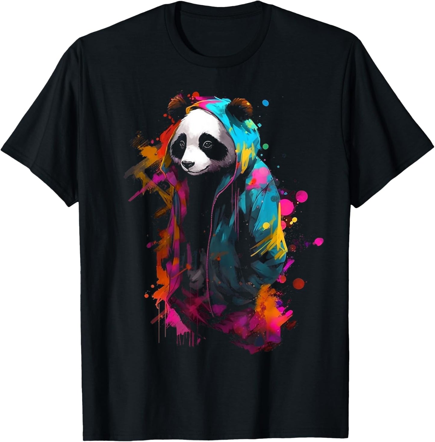 Panda Art Colourful Animal Panda T-Shirt - T-Shirt | Black