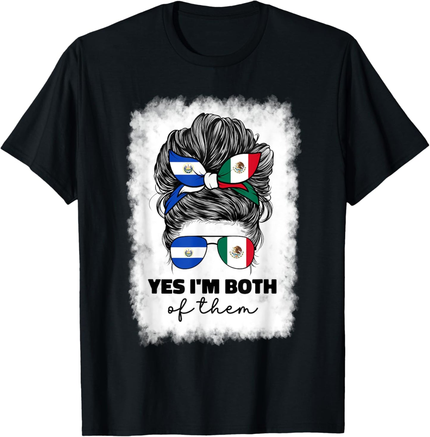 Half Mexican And Salvadorian Mexico El Salvador Flag Girl T-Shirt - T-Shirt | Black