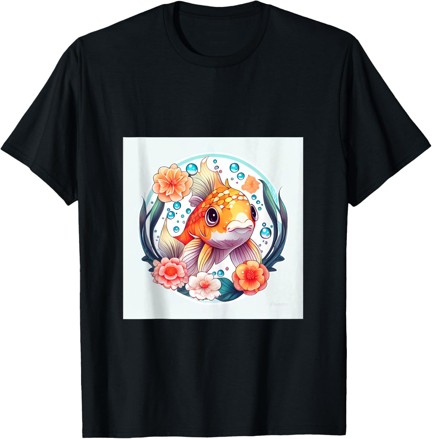Enchanting Koi Carousel A Magical Ride of Cute Fish T-Shirt - T-Shirt | Black