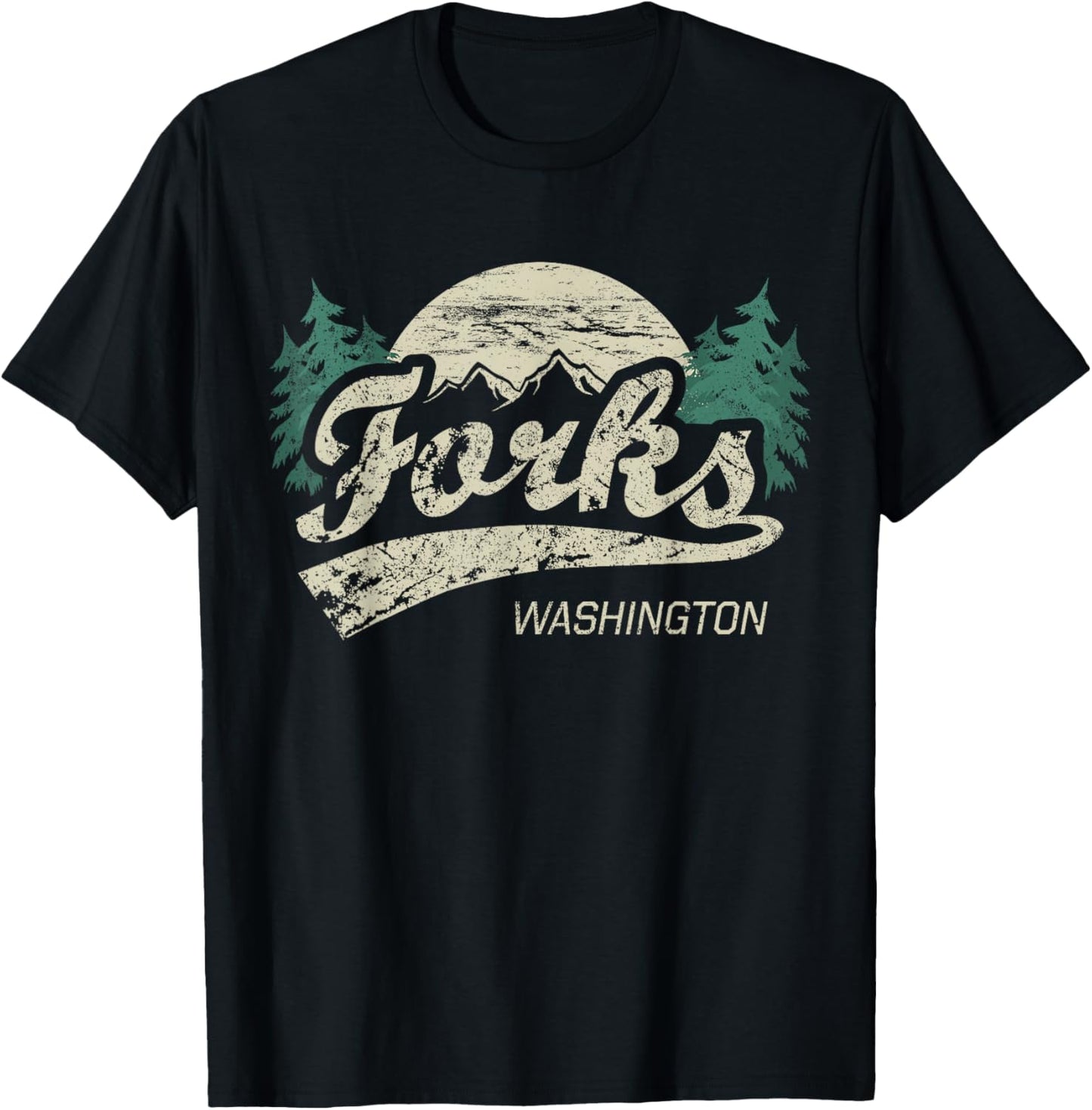 Forks Washington Vintage T-Shirt - T-Shirt | Black