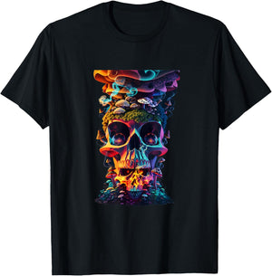 Goblincore Aesthetic Grunge Fungi Mushroom Skull T-Shirt - T-Shirt | Black