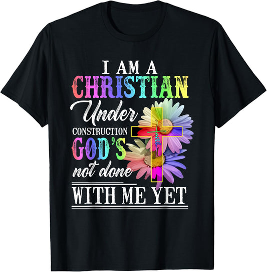I Am A Christian Under Construction Rainbow Colorful Women T-Shirt - T-Shirt | Black