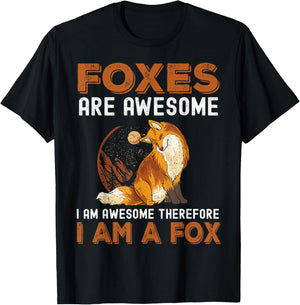 Cool Fox Design Women Kids Wildlife Animal Fox Lover T-Shirt - T-Shirt | Black