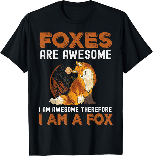 Cool Fox Design Women Kids Wildlife Animal Fox Lover T-Shirt - T-Shirt | Black