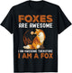 Cool Fox Design Women Kids Wildlife Animal Fox Lover T-Shirt - T-Shirt | Black