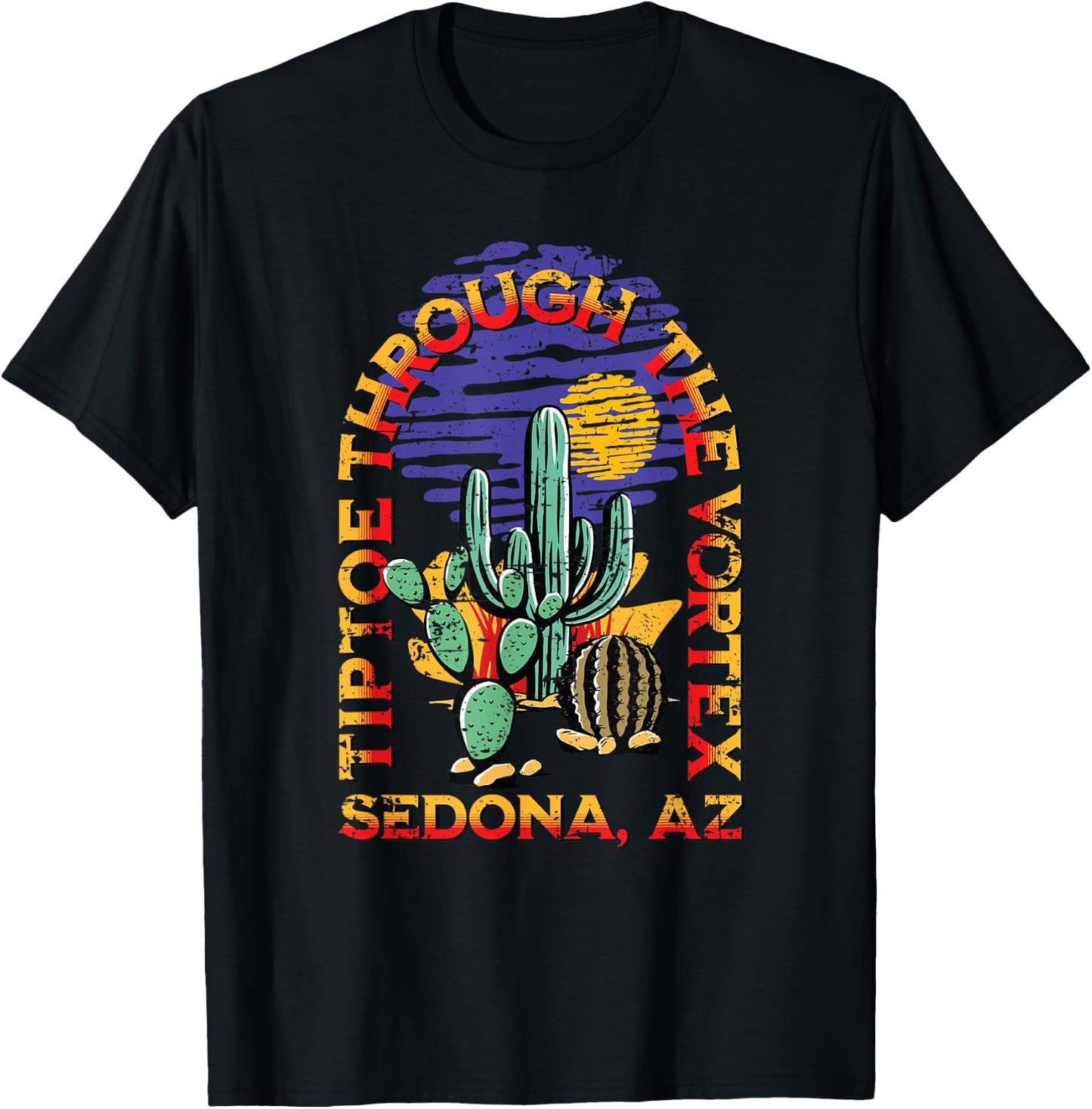 Fun Sedona AZ Distressed Design T-Shirt - T-Shirt | Black
