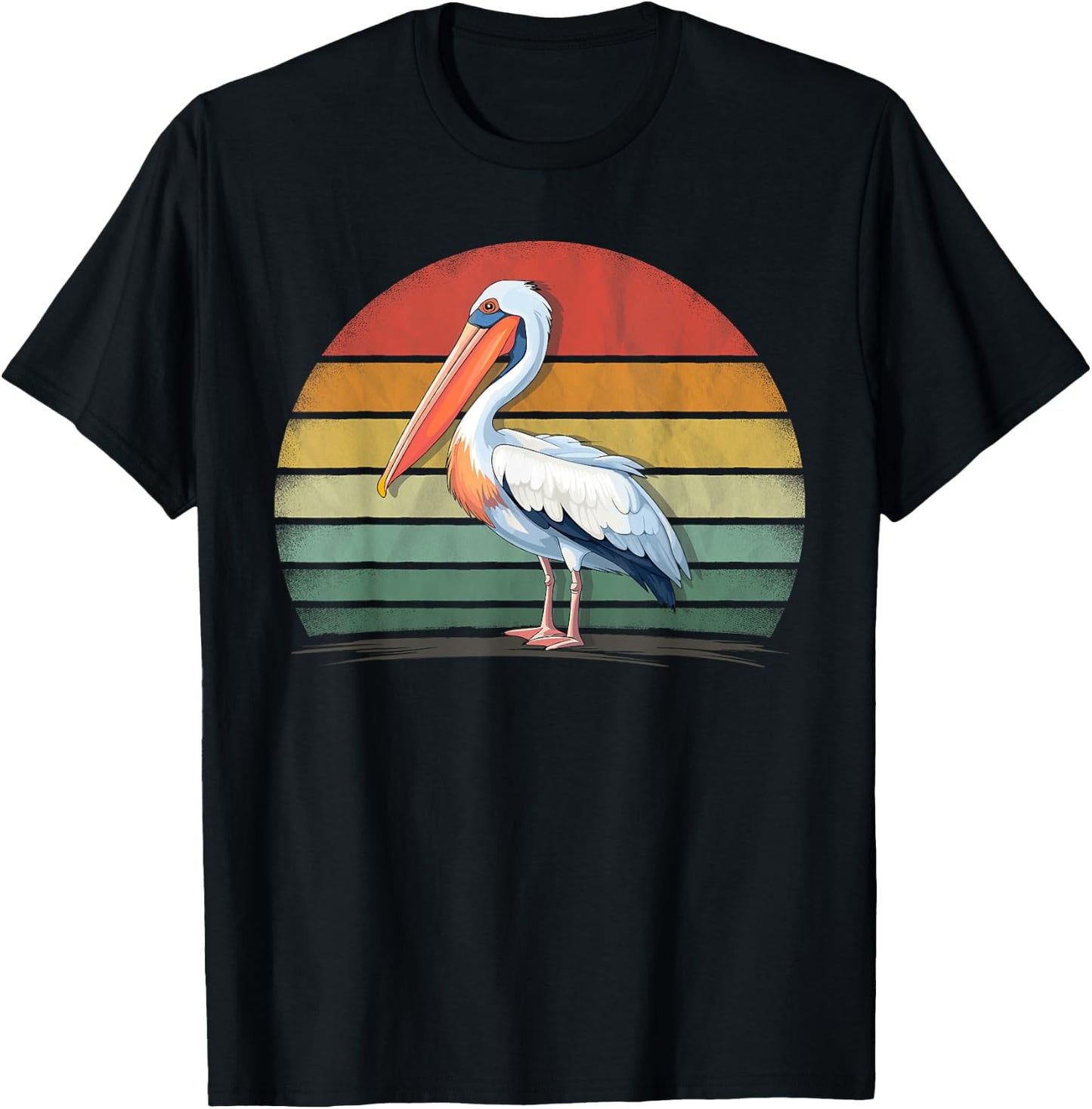 Pelican Bird Lover Retro Style Distressed Vintage Pelican T-Shirt - T-Shirt | Black