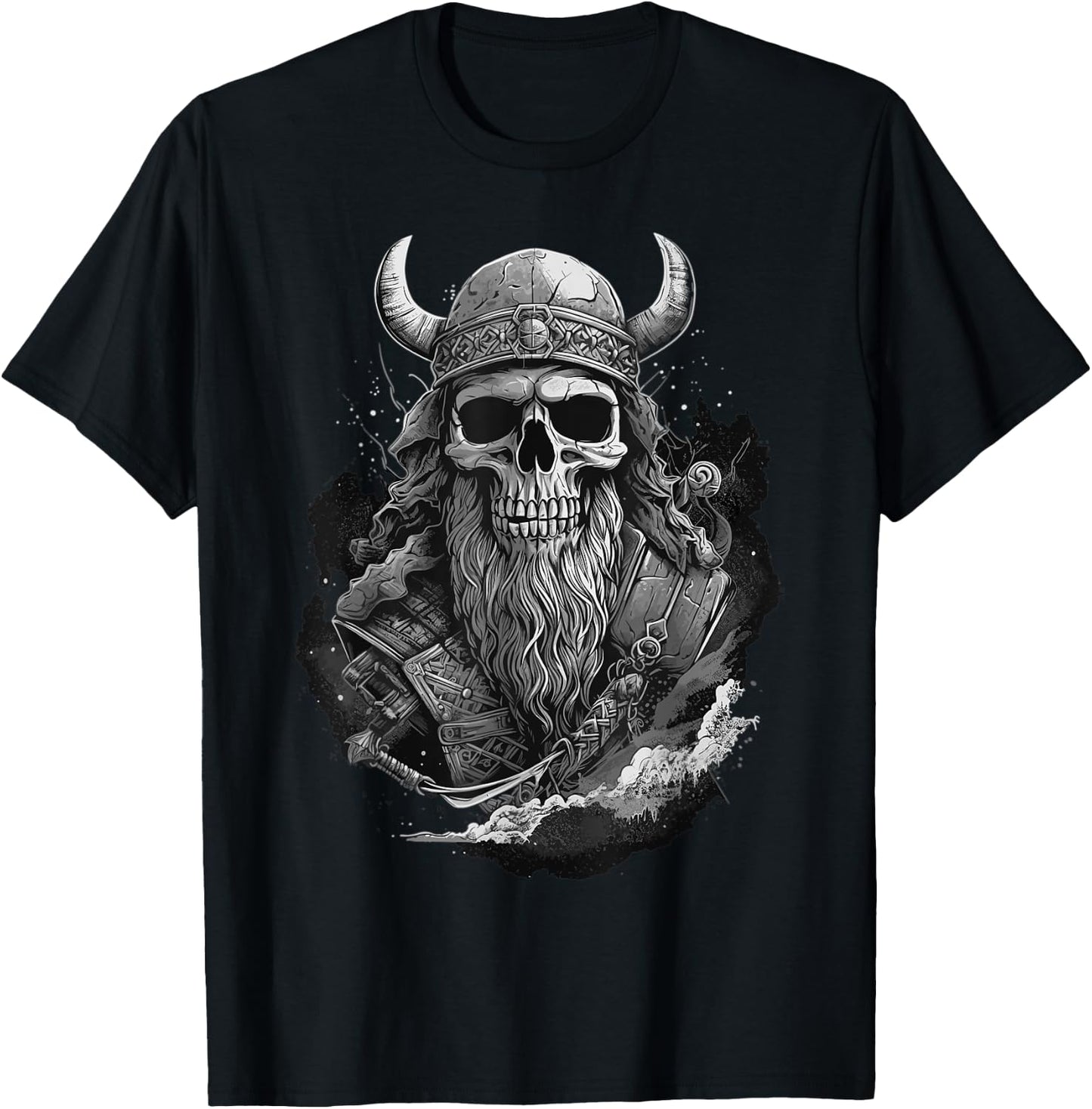 Viking Skull Odin Valhalla Celtic Knot Gym Graphic T-Shirt - T-Shirt | Black