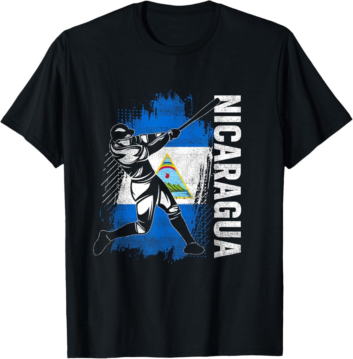 Nicaraguan Baseball Player Nicaragua Flag Baseball Fans T-Shirt - T-Shirt | Black