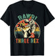 Kids Three Rex Birthday Party Outfit Dinosaur 3 Year Old Boy T-Shirt - T-Shirt | Black
