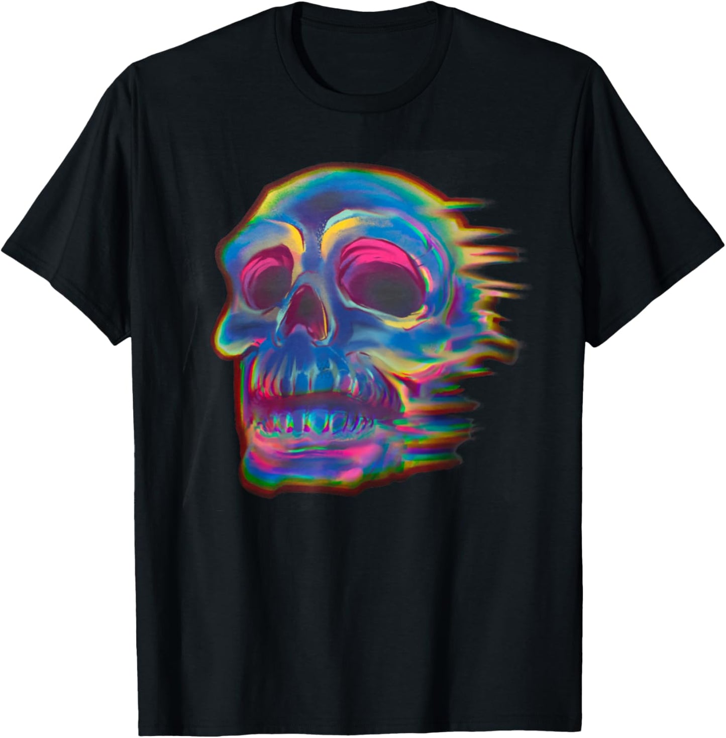 Retro Skull Trippy Vaporwave Halloween Costume Techno EDM DJ T-Shirt - T-Shirt | Black