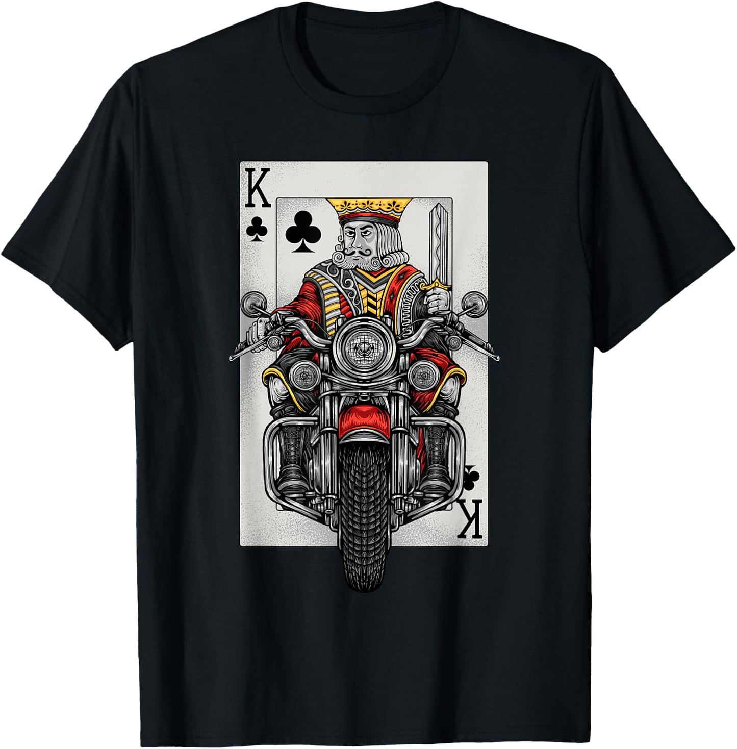 Playing Card King Riding A Road Motorcycle T-Shirt - T-Shirt | Black