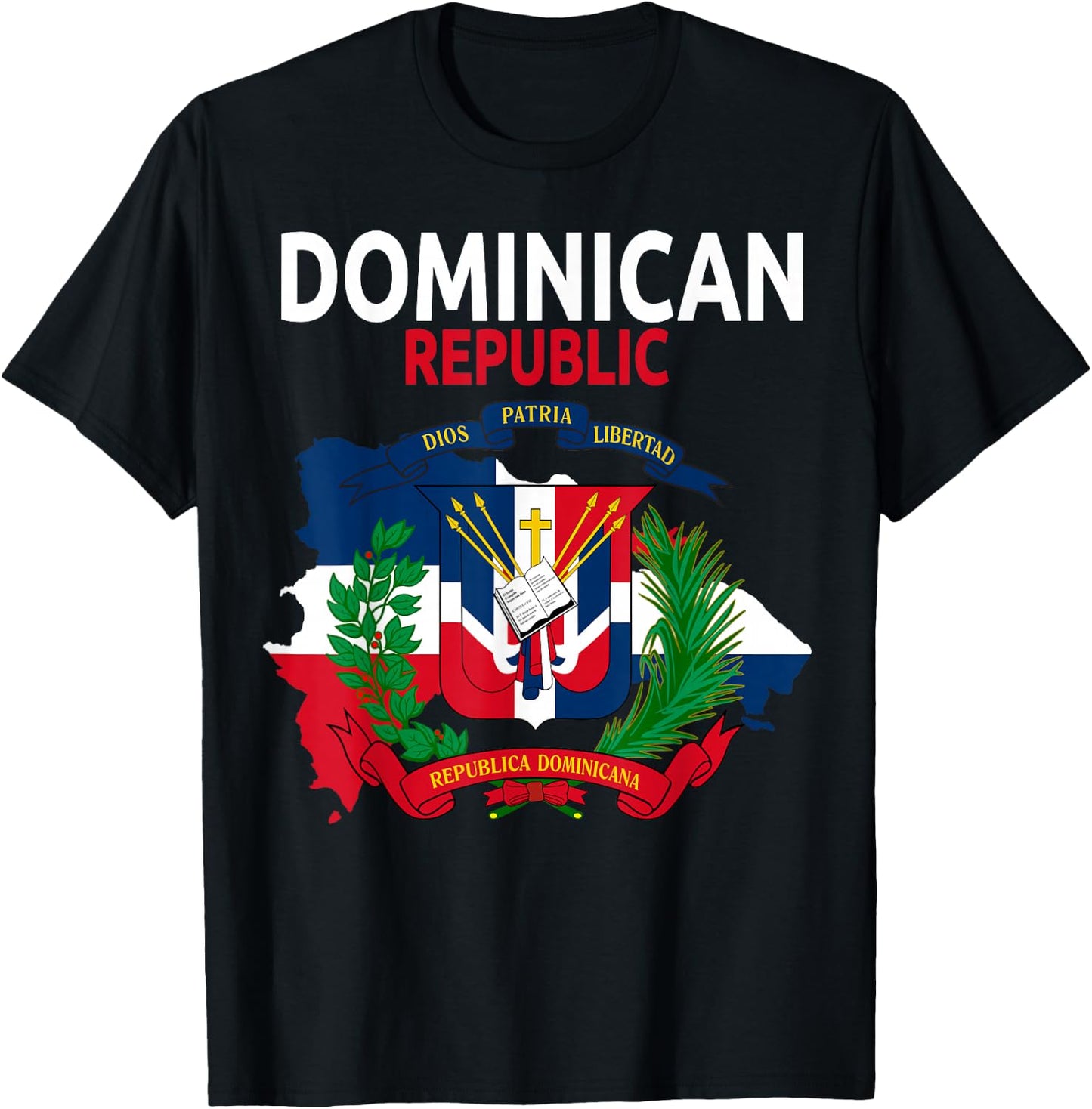 Coat of Arms Republica Dominicana & Dominican Flag Outfit T-Shirt - T-Shirt | Black
