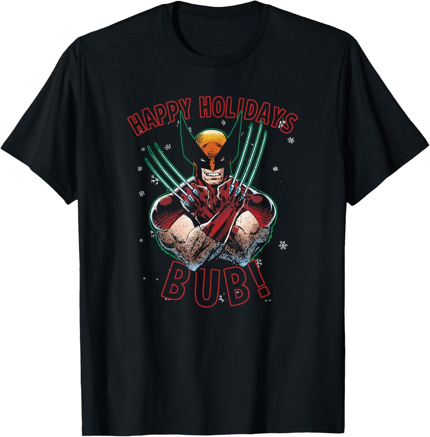 Marvel Christmas Wolverine Happy Holidays Bub! T-Shirt - T-Shirt | Black