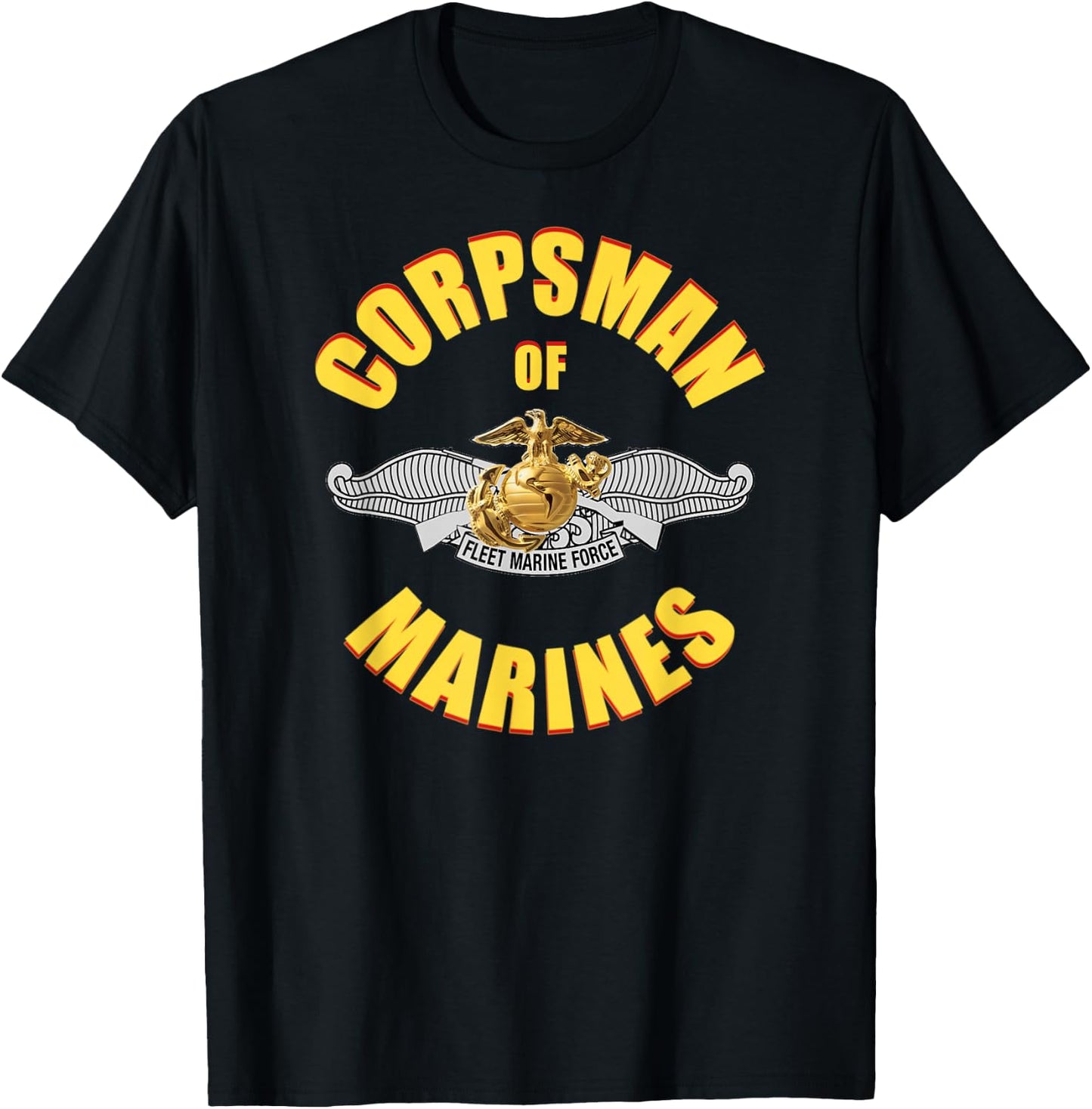 8404 Combat Corpsman: Eagle Globe Anchor Veteran T-Shirt - T-Shirt | Black