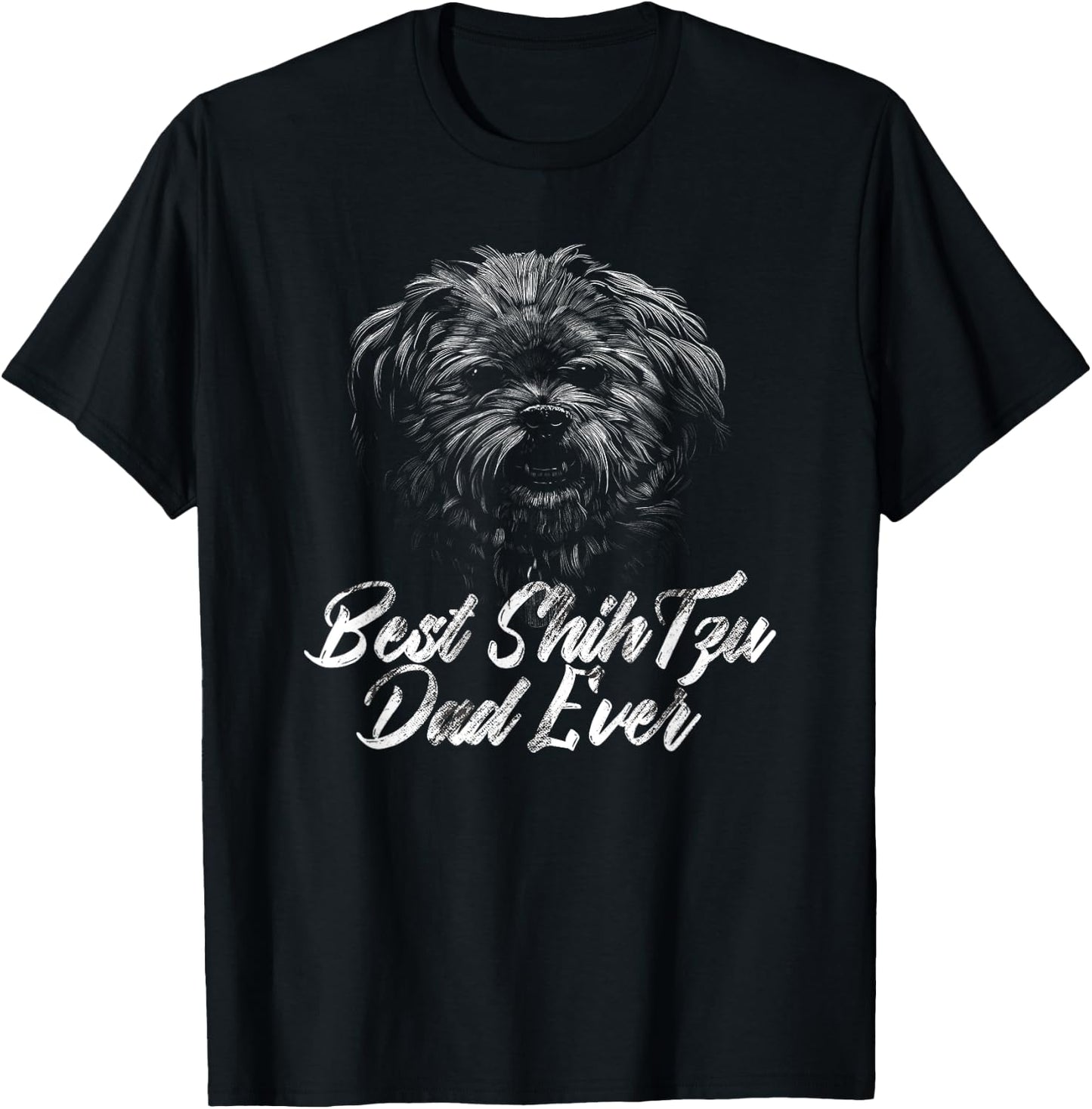 Best Shih Tzu Dad Ever Best Buddy Dog Ever T-Shirt - T-Shirt | Black