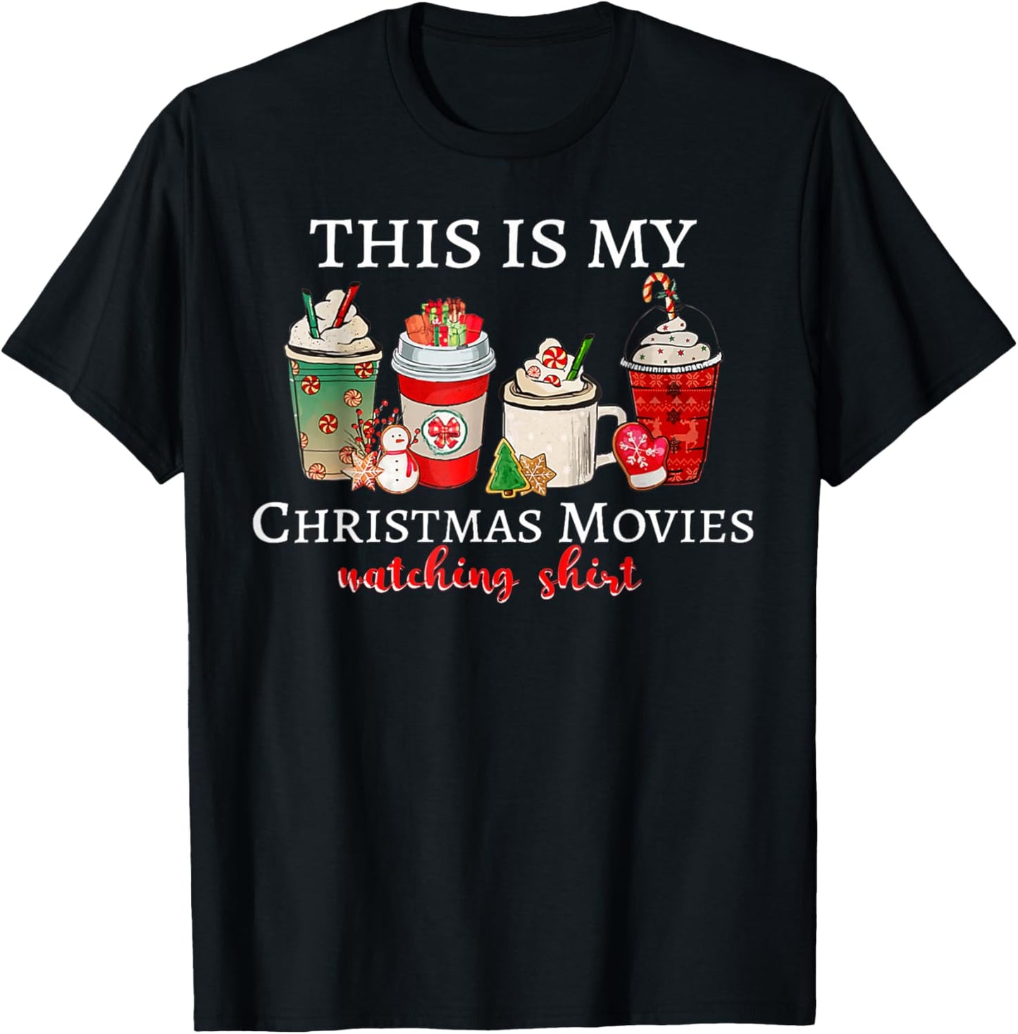Groovy Fun Christmas This Is My Christmas Movie Watching T-Shirt - T-Shirt | Black