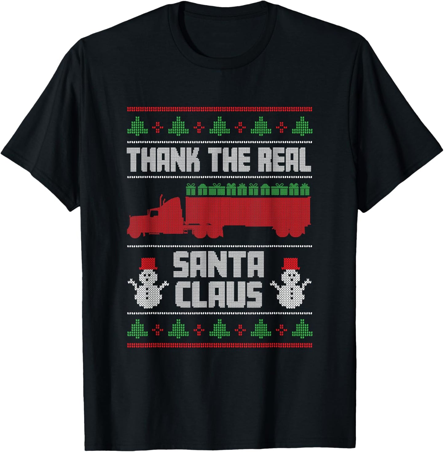 Trucker Santa Claus Funny Truck Driving Christmas Trucker T-Shirt - T-Shirt | Black