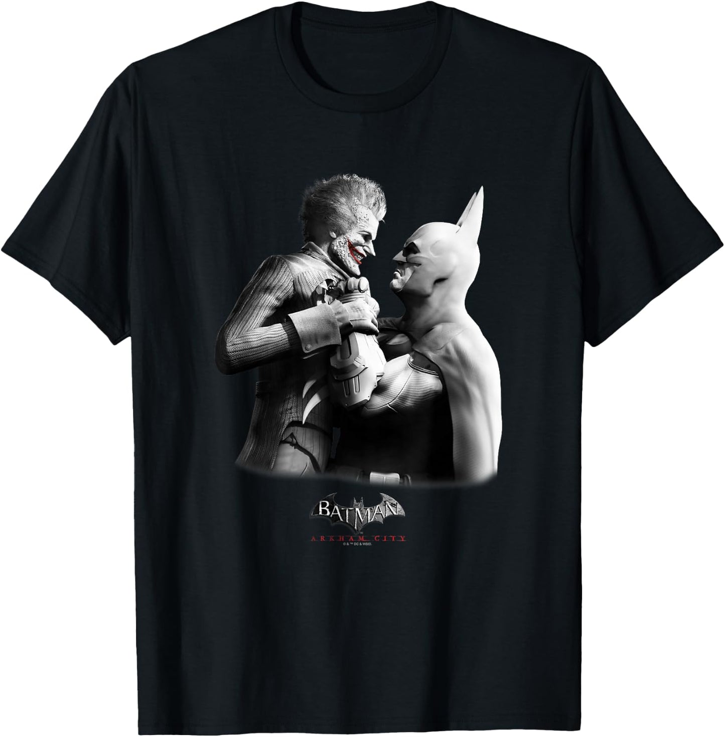 Batman: Arkham City Joker & The Dark Knight Distressed T-Shirt - T-Shirt | Black