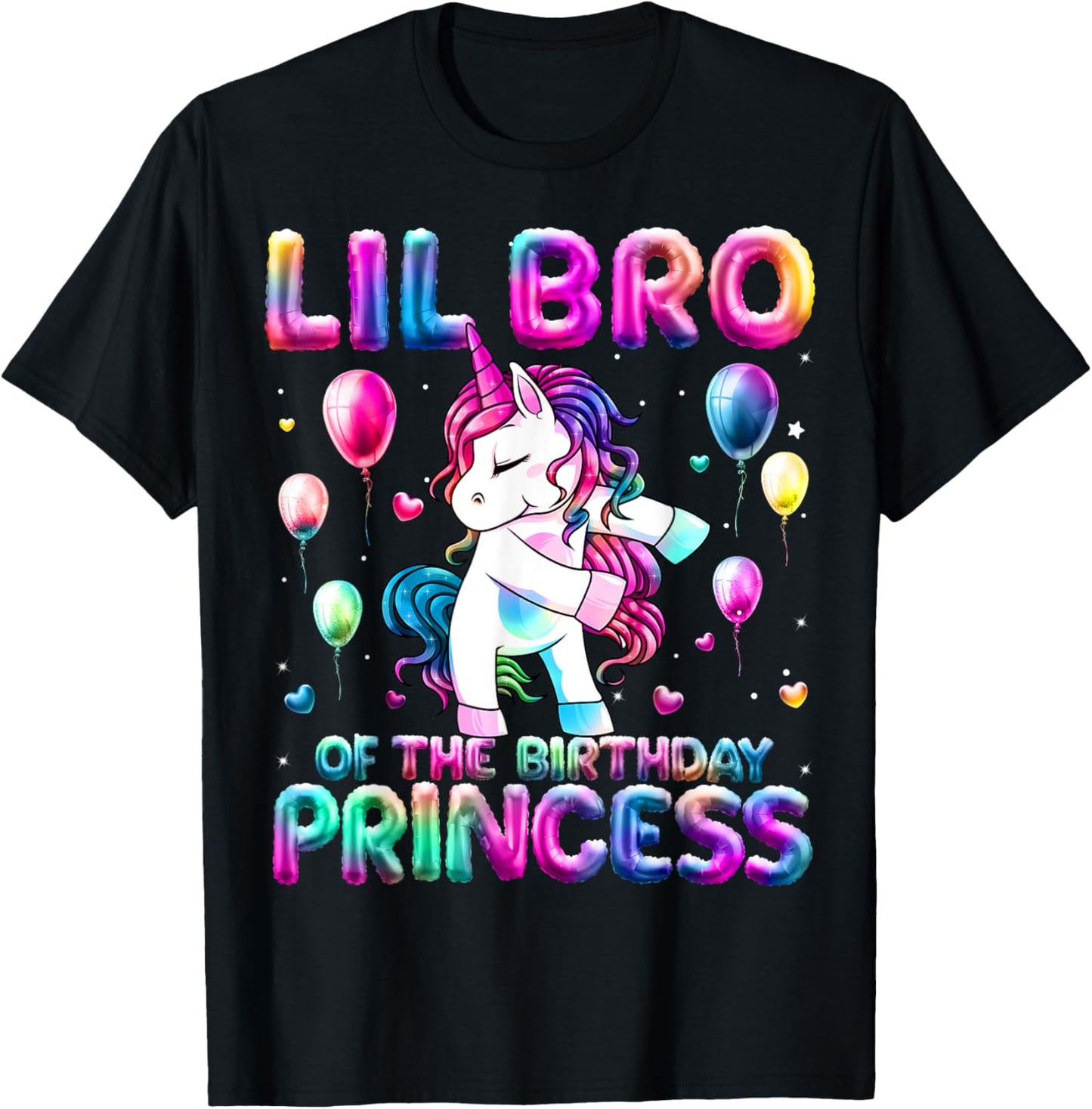 Brother of the Birthday Princess Girl Flossing Unicorn Bro T-Shirt - T-Shirt | Black