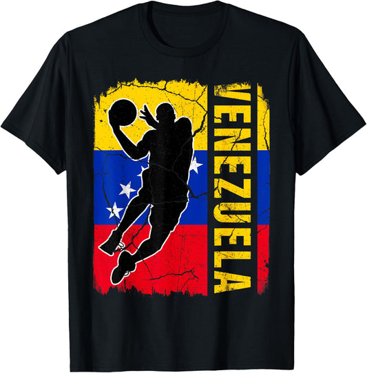 Venezuelan Basketball Player Venezuela Flag Basketball Fans T-Shirt - T-Shirt | Black