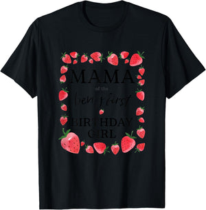 Mama of The Berry First Birthday Girl Sweet One Strawberry T-Shirt - T-Shirt | Black