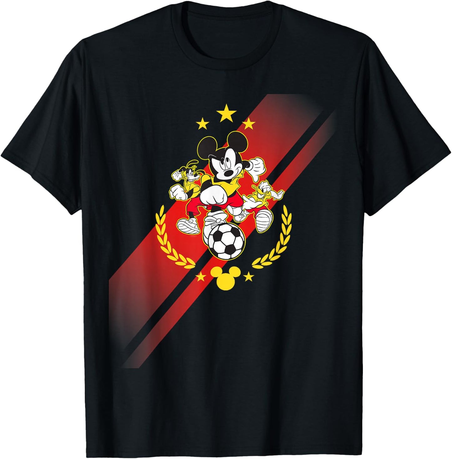 Disney Mickey Mouse Donald and Goofy Soccer Run Sports T-Shirt - T-Shirt | Black