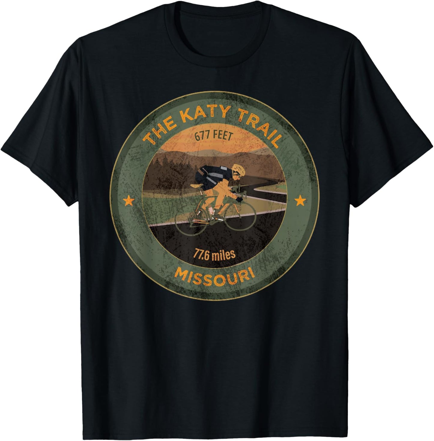 Vintage The Katy Trail State Park USA Missouri Retro Cycling T-Shirt - T-Shirt | Black