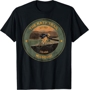 Vintage The Katy Trail State Park USA Missouri Retro Cycling T-Shirt - T-Shirt | Black
