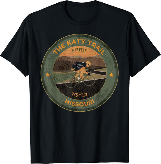 Vintage The Katy Trail State Park USA Missouri Retro Cycling T-Shirt - T-Shirt | Black